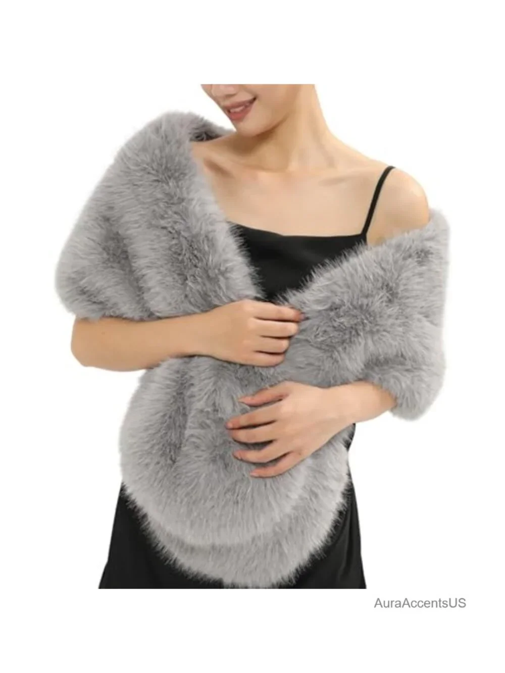 Faux Fur Scarf Shrug for Women Winter Coat Dress Wrap